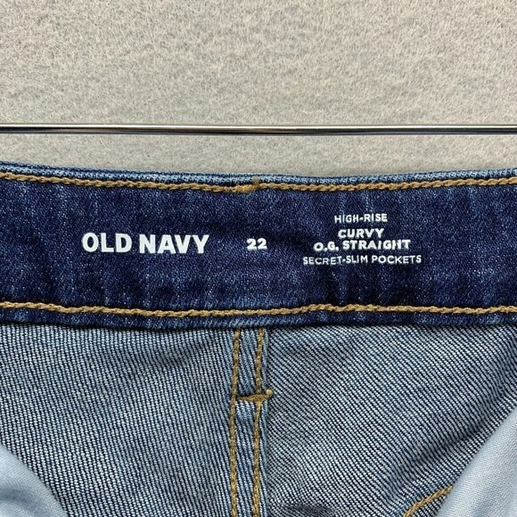 Old Navy Button Fly High Rise Curvy O.G. Straight Jeans Plus Size 22 Raw Hem - Picture 3 of 12